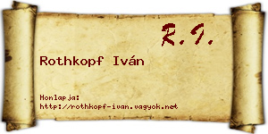 Rothkopf Iván névjegykártya